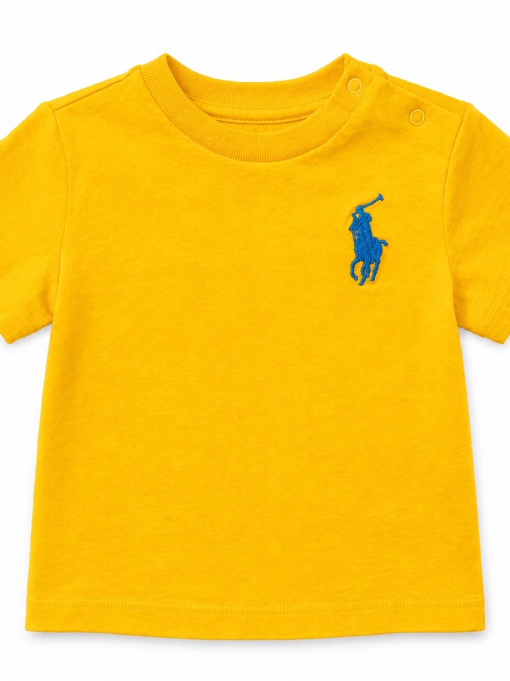 Ralph Lauren Bright Yellow Short Sleeve Kids Tee with Blue Polo Emblem